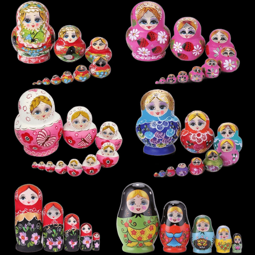 10 Floors Wooden Matryoshka Doll Safe Smooth Strawberry Flower Girl Matryoshka Doll Ornament Handmade Painted for Children Gifts view