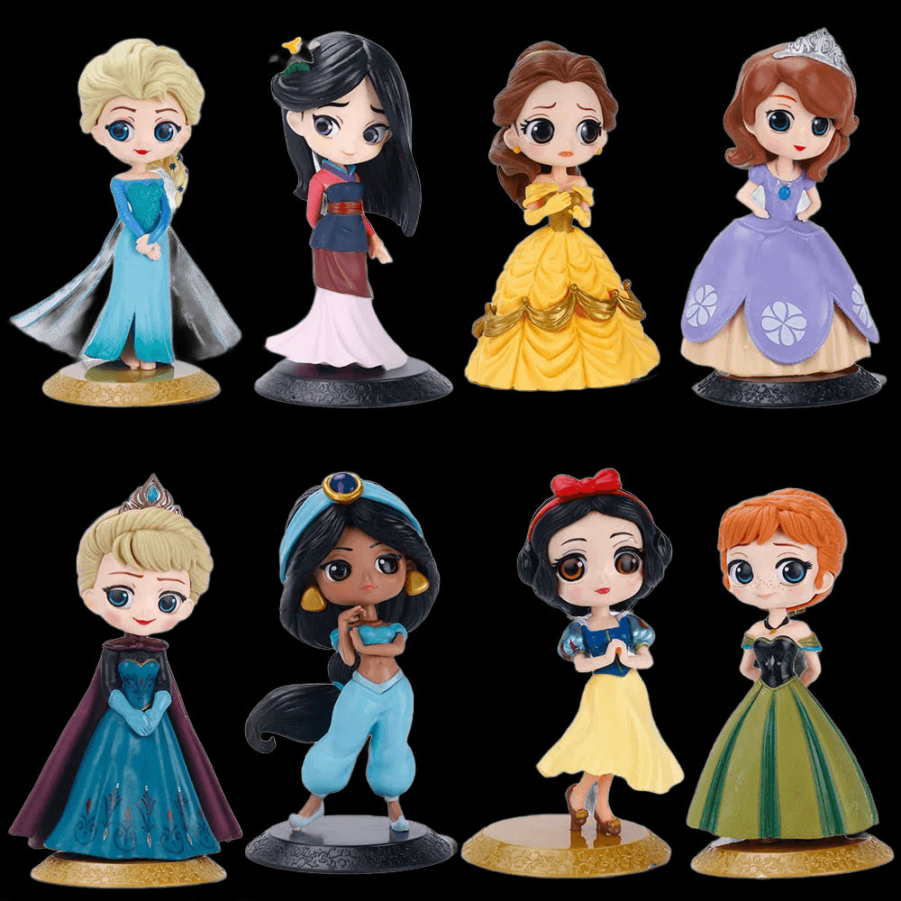 Disney Princess Big Eyes Jasmine Mulan Ariel Arale Belle Snow White Elsa Anna Cinderella Sofia Rapunzel Q posket PVC Figure Toy view