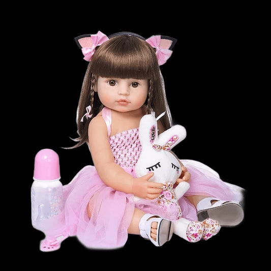 Bebes doll with 55cm reborn toddler girl pink princess baty toy very soft full body silicone girl doll view