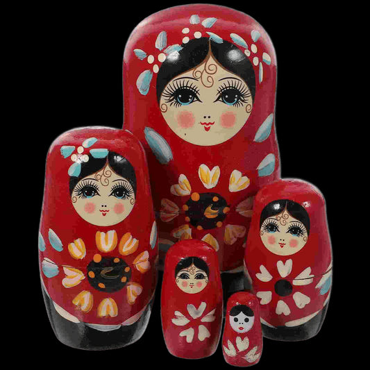 Matryoshka Nesting Dolls Wooden Russian Handmade Children’s Toys Stack Stacking view