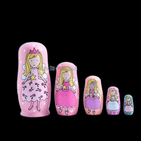 5 Layers Angel Girl Matryoshka Doll Wooden Snowman Russian Nesting Kid Birthday Christmas Day Gift Toy view