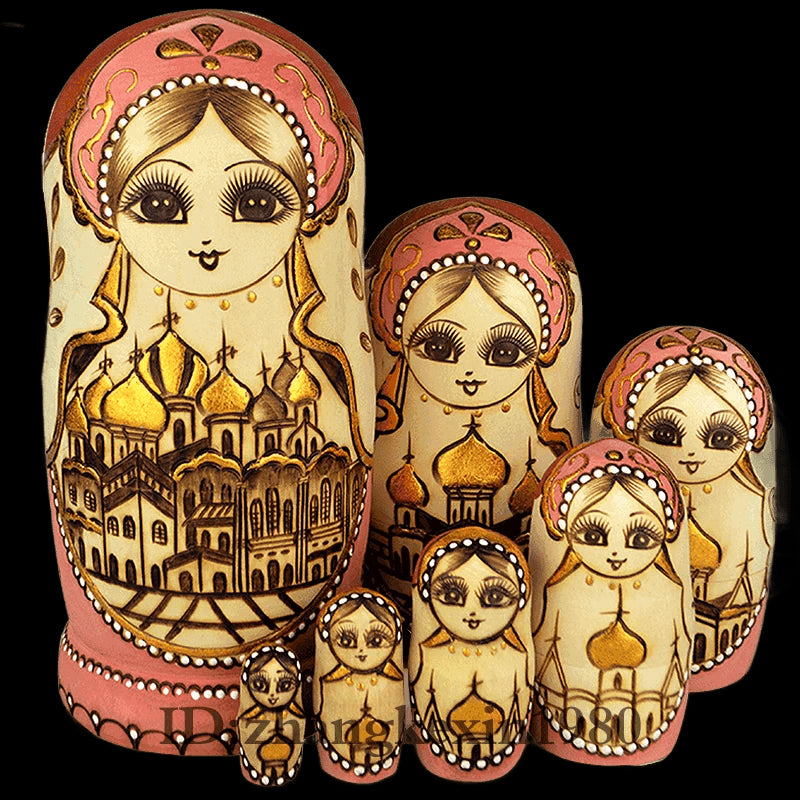 7 Layers Nesting Dolls Wood Painted Russian Doll Matryoshka Toy Home Decor Kid Gift view