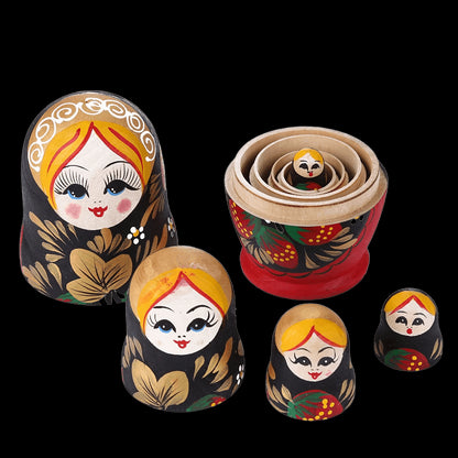 5/10 Layers Casual Russian Dolls Handmade Painted Wooden Matryoshka Babushka Dolls Cartoon Girl Handicraft Decor view