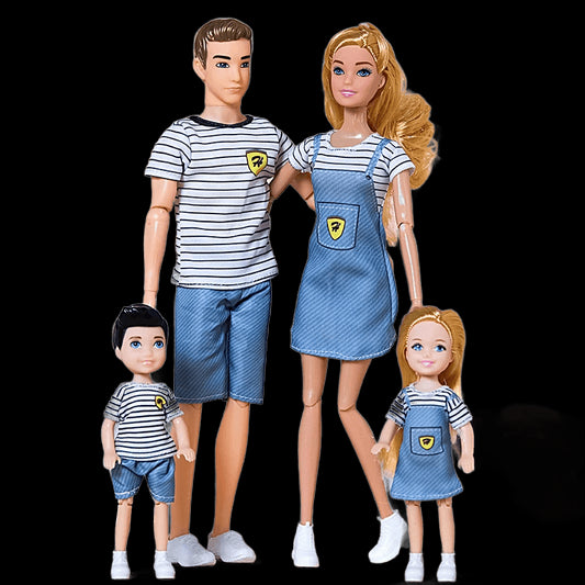 1/6 Babi Doll Family Doll of 4 People Mom Dad Kids 30cm Doll Kids Toy Full Set With Clothes for Girl Boy Education Birthday Gift view