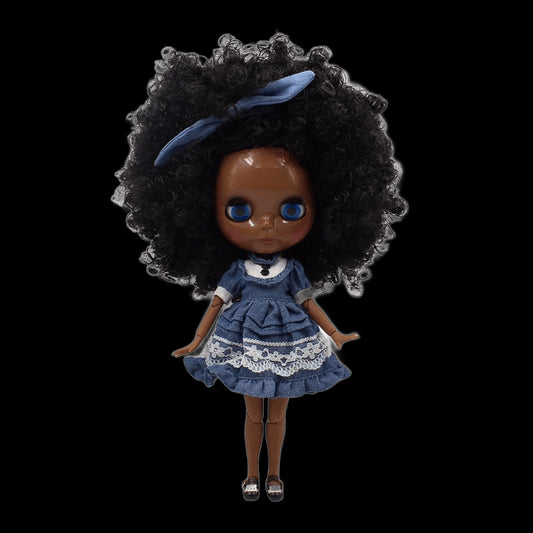 ICY DBS Blyth doll super black skin black hair afro hair joint body shiny face 1/6 bjd 30cm toy anime view