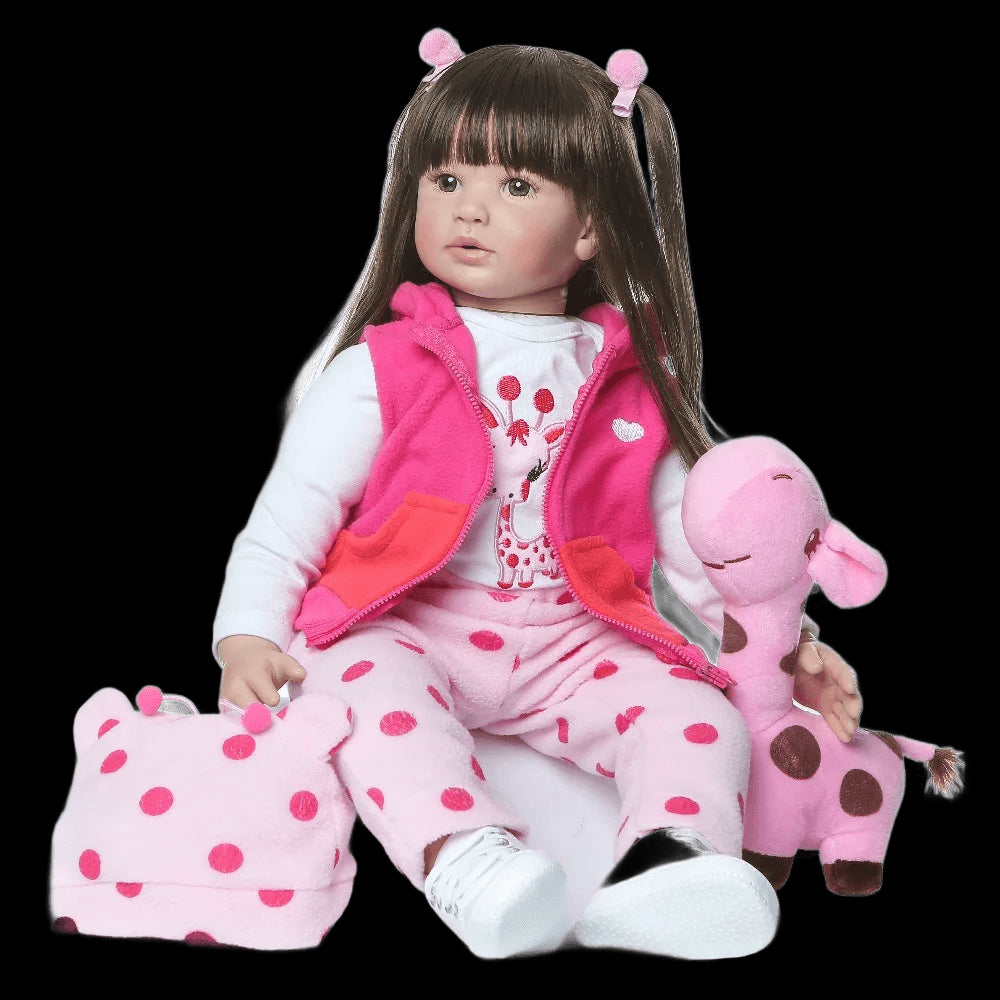 bebes 60CM High Quality Reborn Toddler Princess Girl Doll With Giraffe Adorable Lifelike Baby Bonecas Bebe Doll Reborn Menina view