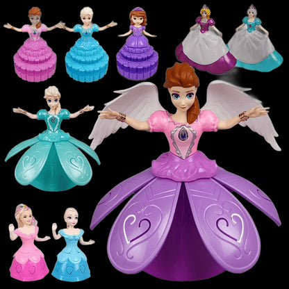 Disney Frozen Princess Electric Dancing Toys Elsa doll With Wings Movable Dolls Rotating Projection Light Music Model Gift view