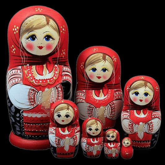 7 Layers/Set Wooden Russian Dolls Nesting Maiden Wishing Doll Beautiful Handmade Matrioska Russa Kids Baby Toys Gifts 20cm view