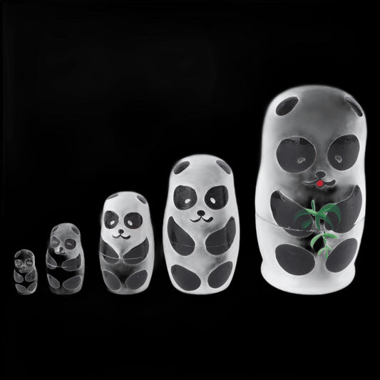 Matryoshka Handmade Nesting Panda Desktop Adornment Wooden Toy Children Stacking view