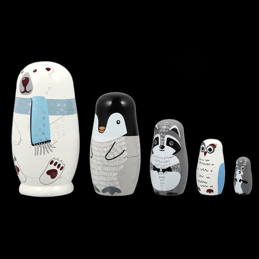 Russian Handmade Wooden Panda Nesting Dolls Matryoshka Toy Children Gift Desktop Accessory view