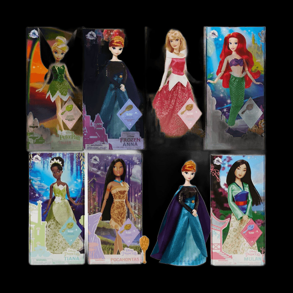 Disney Store Original Princess Rapunzel Ariel Elsa Anna Aurora Cinderella Belle Classic Dolls Toys For Children Christmas Gift view