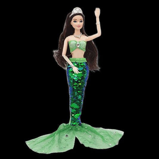 11 Inch Mermaid Doll Full Set Multi Joints Movable 30cm Height Doll with Sequin Skirt Suit Girls Dress Up Toys view