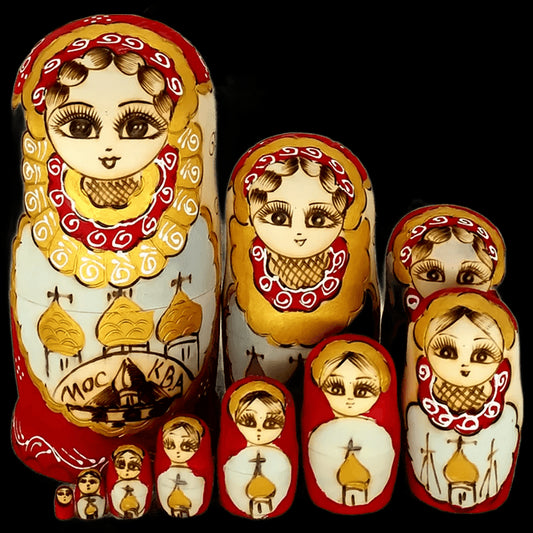 10pcs/set 22cm Hand-painted Russia Dolls 10 Layer Matryoshka Doll Toys for Baby Girls Christmas Gift view