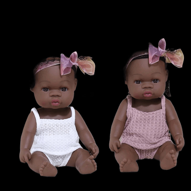 35cm Newborn Reborn African Doll Baby Simulation Soft Vinyl Children Lifelike Toys Christmas Birthday Toys Dolls for Babies view