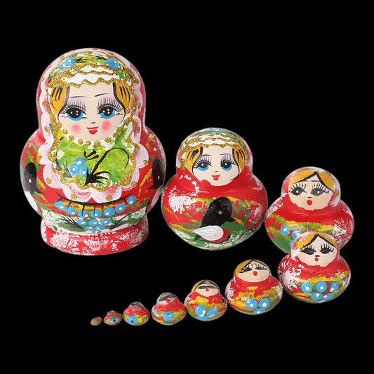 Wooden Matryoshka Dolls 10-Layers Handmade Bird Painted Nesting Dolls Kids Toys view