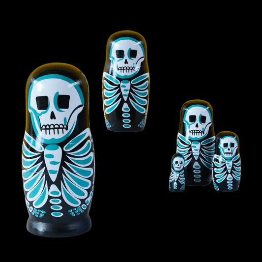 5Pcs/Set Skull Russian Dolls Hand Painted Home Decor Birthday Gifts Baby Toy Nesting Dolls Wooden Matryoshka Toys view