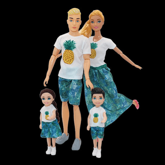 4pcs Family Dolls Ken&Wife Playset Mother Kids Dolls Ball Jointed Parent-child Clothes DIY Play House Toys for Baby Girls Gifts view