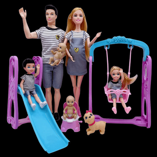 5Pcs/Lot Family Couple Dolls Pregnant Mom Doll Stroller Bed Accessories Baby Boy Ken Playset Kids Pretand Play Toys Girls Gifts view