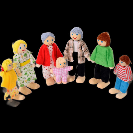 New Wooden Furniture Miniature Toy Mini Wood Dolls Family Doll Kids Children House Play Toy Boys Girls Gifts view