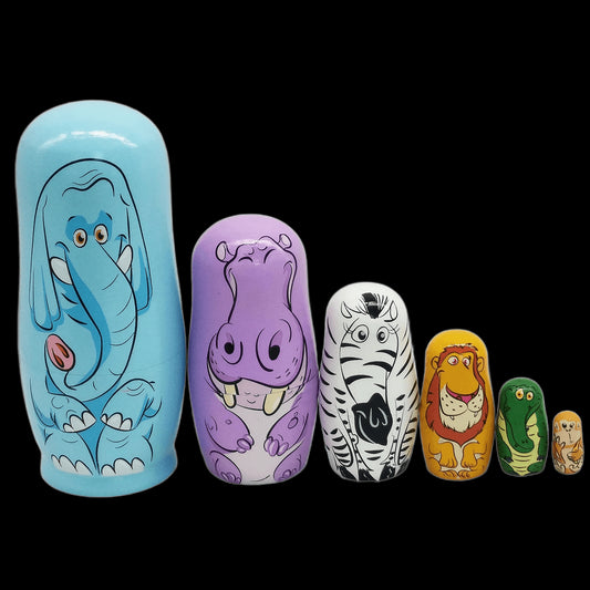 Cartoon Animal Matryoshka Russian Nesting Dolls Wooden Set 6 Pcs view