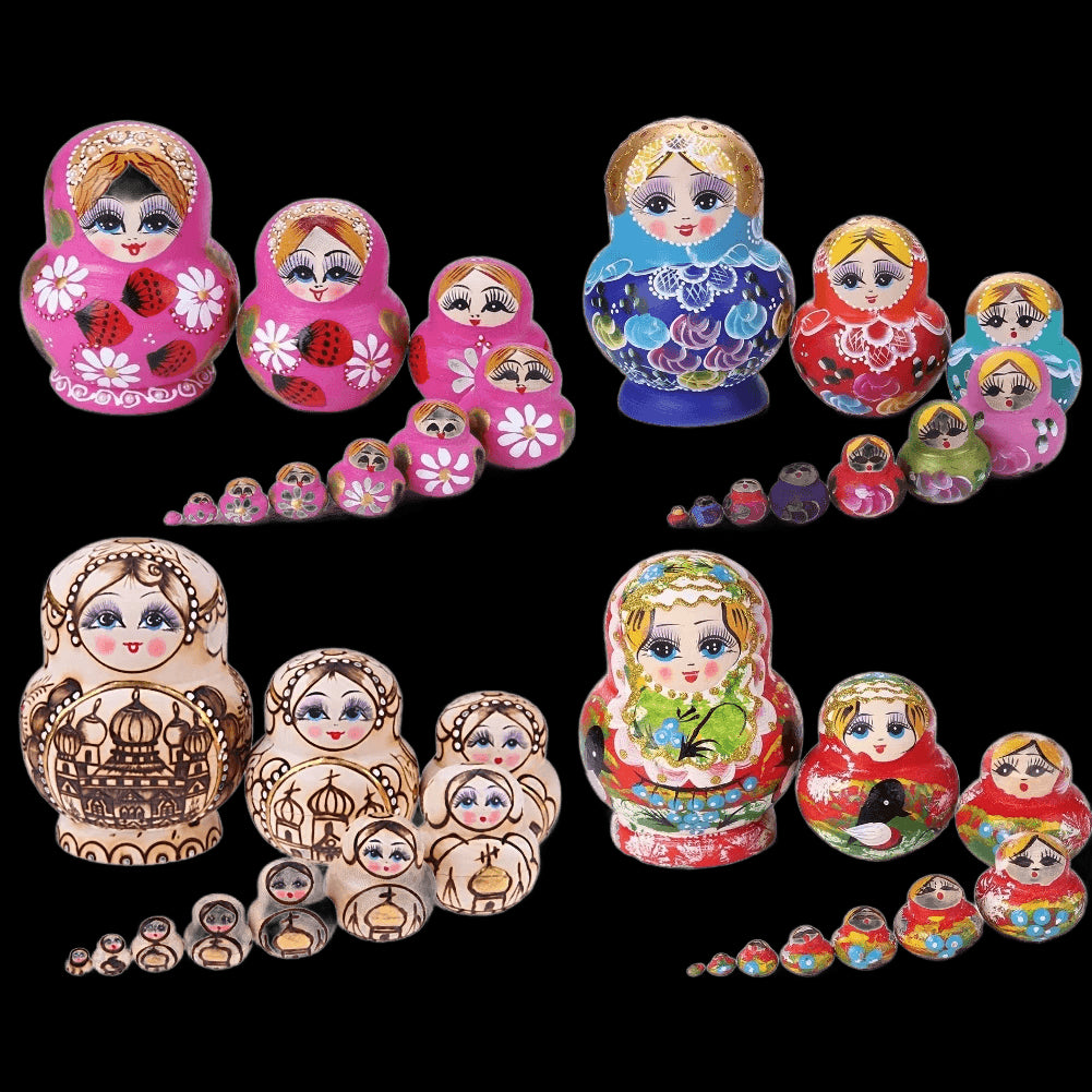 10 Layer Wooden Russian Nesting Dolls Hand-painted Orchid Girls Children Matryoshka Dolls Hand Paint Gift Best Wishes for Kids  view