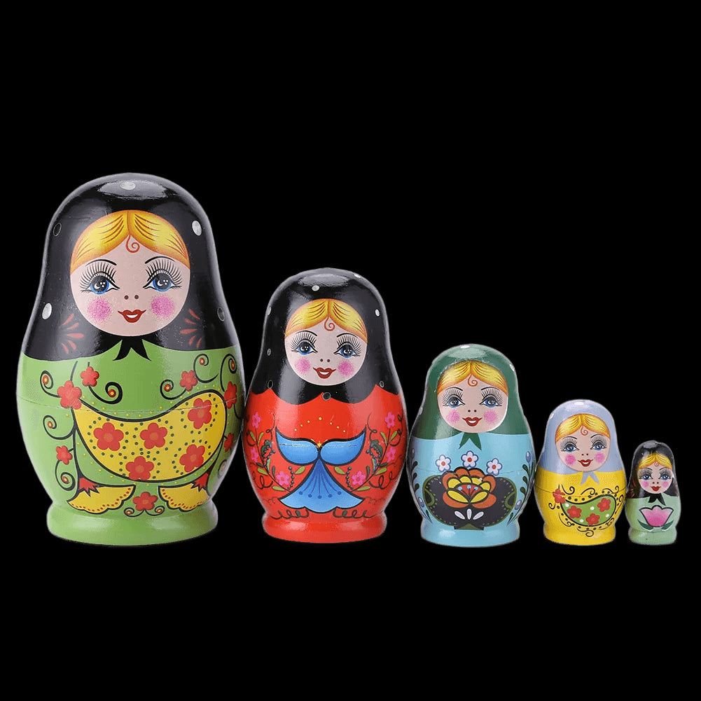 Funny Handmade Nesting Dolls Wooden Colorful Painting Cartoon Girls Russian Matryoshka Doll Ornament Gifts Baby Toy view