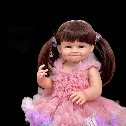 55CM Reborn Toddler Doll with Pink Dress Full Body Soft Silicone Raya Lifelike Soft Touch High Quality Doll Gifts view