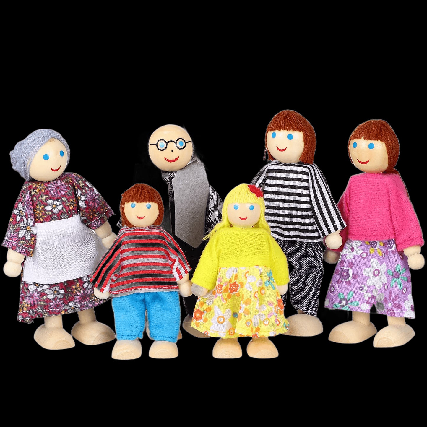 6/7pcs Family Member Dolls Wooden Puppet Toys Kids Pretend Play Toys Doll House People Set Storytelling Toy Birthday Gift view