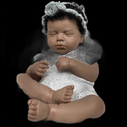 19inch Black Skin Loulou Asleep Reborn Baby Handmade Realistic Bebe Reborn Doll Painted Lifelike Reborn Girls view