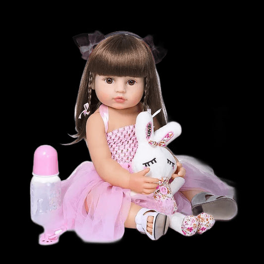 Free shipping from Moscow 55cm Full Silicone Body Reborn Baby Doll Toy For Girl Vinyl Newborn Princess Bebe Accompanying Toy view