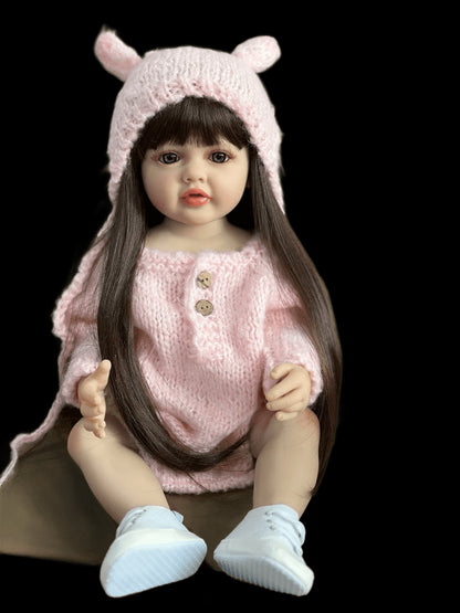 Baby Silicone Reborn Doll For Girls Princess Cute Bb Newborn Realistic Soft Mold Doll Kits Princess Cute Gift Toys for Kid 55cm view