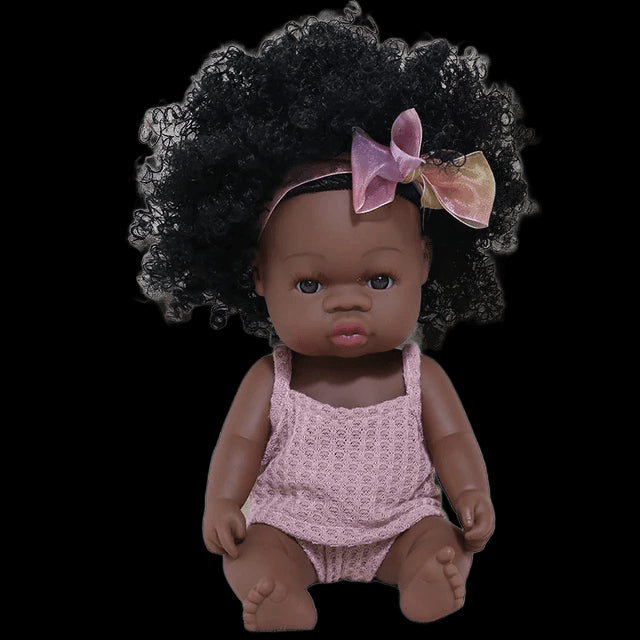 35cm American Reborn Baby Doll Black Soft Vinyl Baby Dolls Lifelike Newborn Baby Doll Girl Gift Doll Toy 14inch Dolls for Girls view