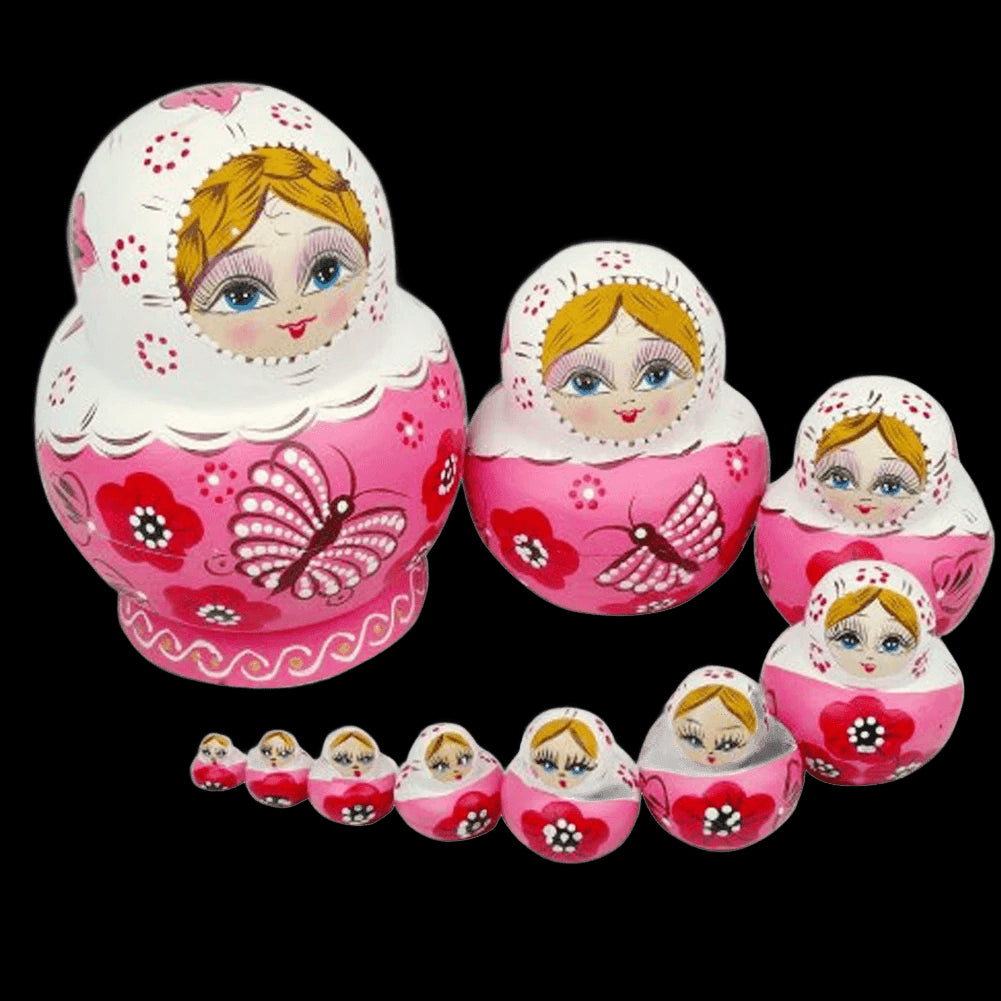 10 Layer Wooden Russian Nesting Dolls Hand-painted Orchid Girls Children Matryoshka Dolls Hand Paint Gift Best Wishes for Kids  view