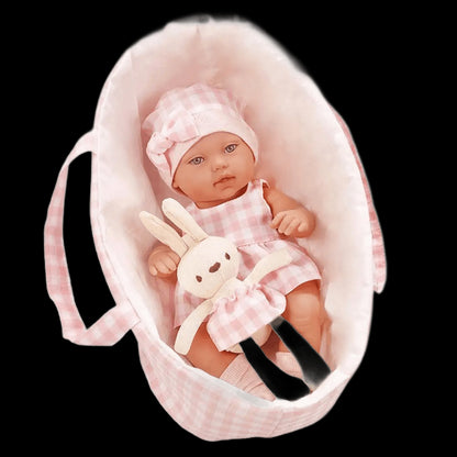 15Inch Full Body Vinyl Baby Doll Realistic Bebe Reborn Doll with Sleeping basket kids Soothing Newborn Doll For Girls favor Gift view