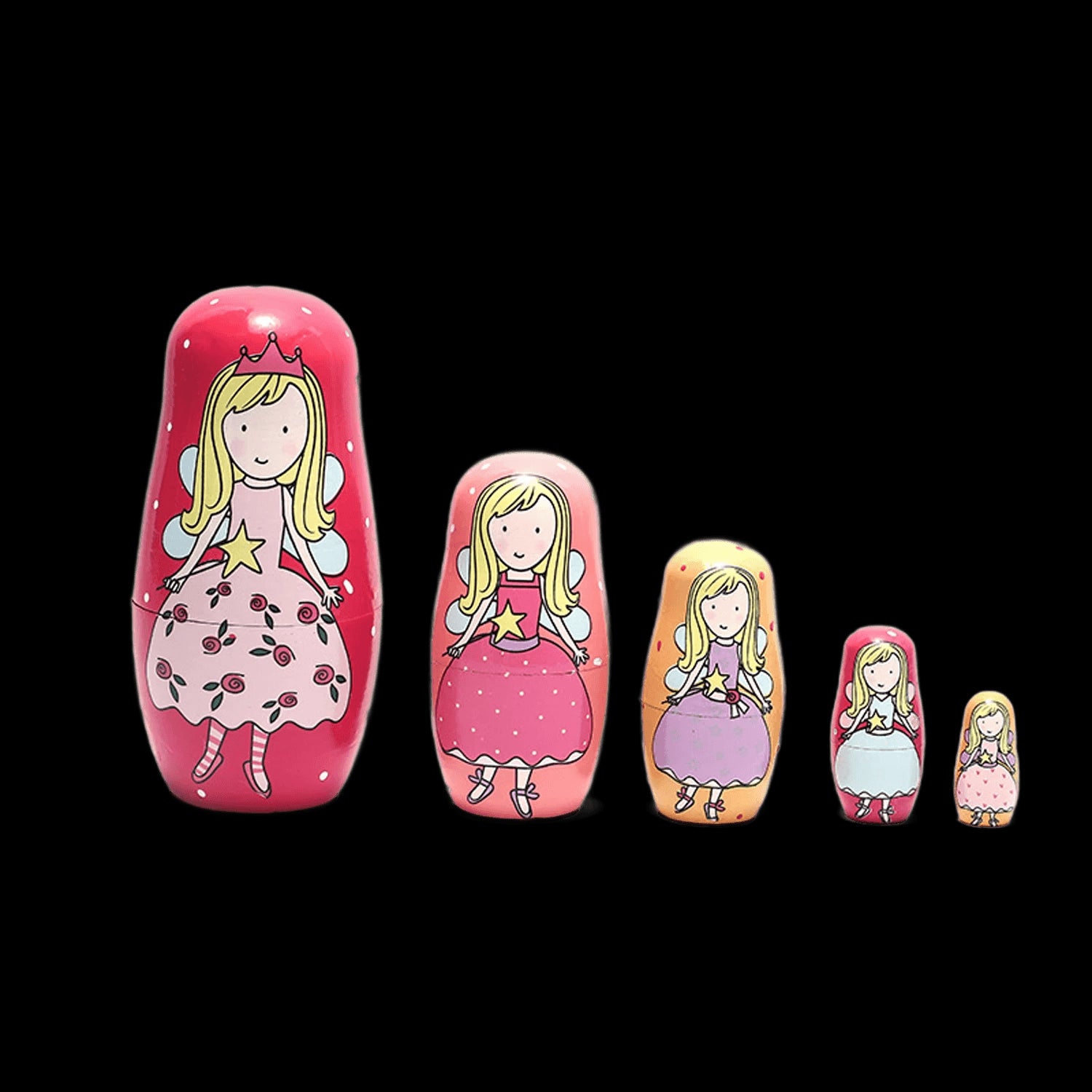 5PCS Matryoshka Dolls Nesting Dolls Cute Wood Russian Montessori Nesting Doll DIY Paint Skill Training Children Christmas Gift view