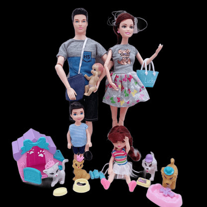 Happy Family Dolls Playset Pregnant Women Doll Mom Dad Ken&Wife Baby Doll Stroller Bed Accessories Play House Toys for Girls view