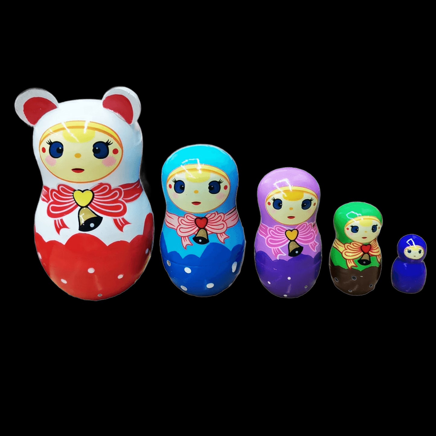 5PCS Matryoshka Dolls Nesting Dolls Cute Wood Russian Montessori Nesting Doll DIY Paint Skill Training Children Christmas Gift view