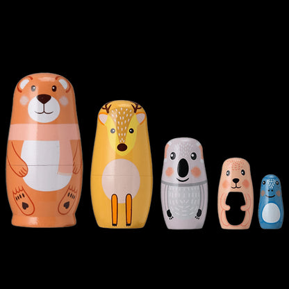 Animal Matryoshka Dolls Wooden Russian Montessori Nesting Dolls Russian Matryoshka Crafts Brithday Gift for Kids view