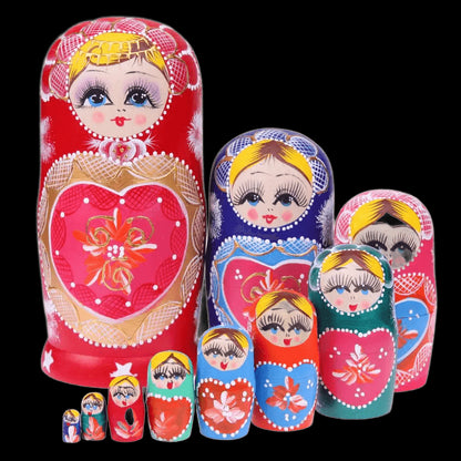 10 Layer Wooden Russian Nesting Dolls Hand-painted Orchid Girls Children Matryoshka Dolls Hand Paint Gift Best Wishes for Kids  view