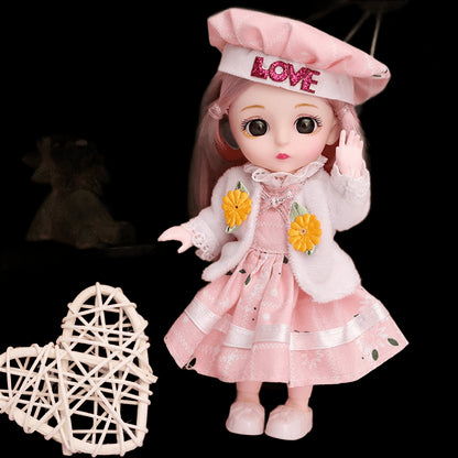 Scale 1:12 16cm Princess BJD Doll with Clothes and Shoes Movable 13 Joints Cute Sweet Face Lolita Girl Gift Child Toys for Kids view