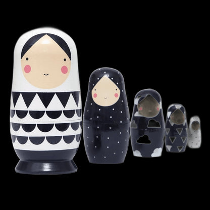 5 Floors Wooden Russian Nesting Dolls Safe Smooth Bear Ears Matryoshka Dolls Crafts Toys Handmade for Kindergarten Teaching Aids view