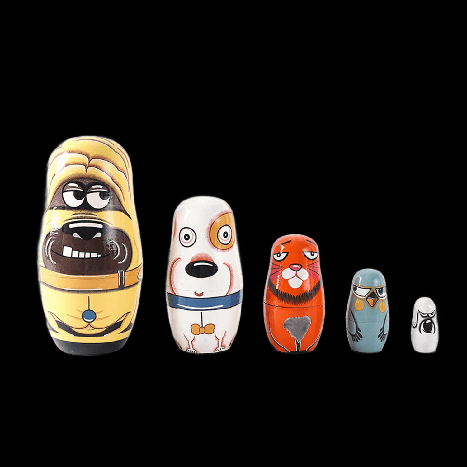 5PCS Matryoshka Dolls Nesting Dolls Cute Wood Russian Montessori Nesting Doll DIY Paint Skill Training Children Christmas Gift view