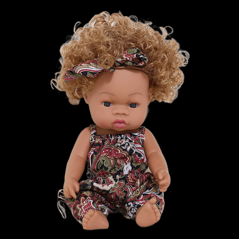 35cm Newborn Reborn African Doll Baby Simulation Soft Vinyl Children Lifelike Toys Christmas Birthday Toys Dolls for Babies view