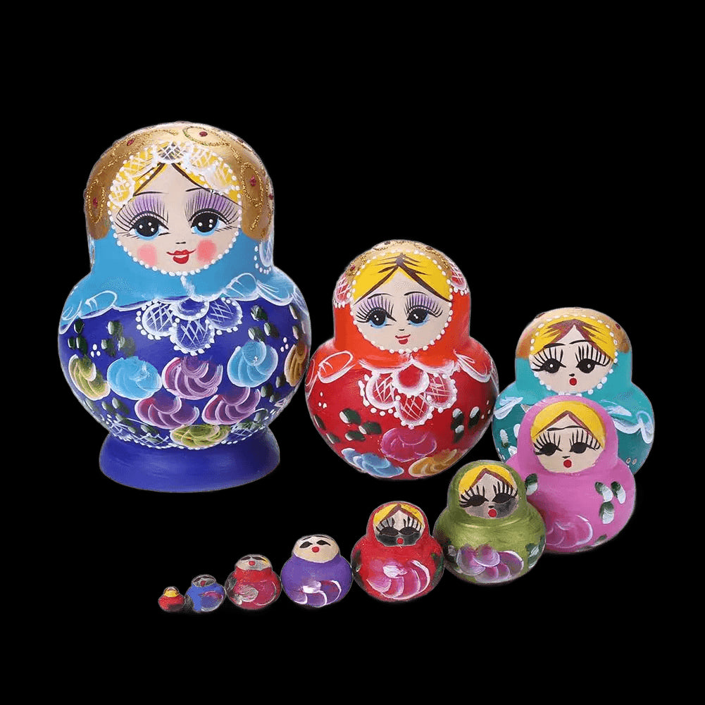 10 Floors Wooden Matryoshka Doll Safe Smooth Strawberry Flower Girl Matryoshka Doll Ornament Handmade Painted for Children Gifts view