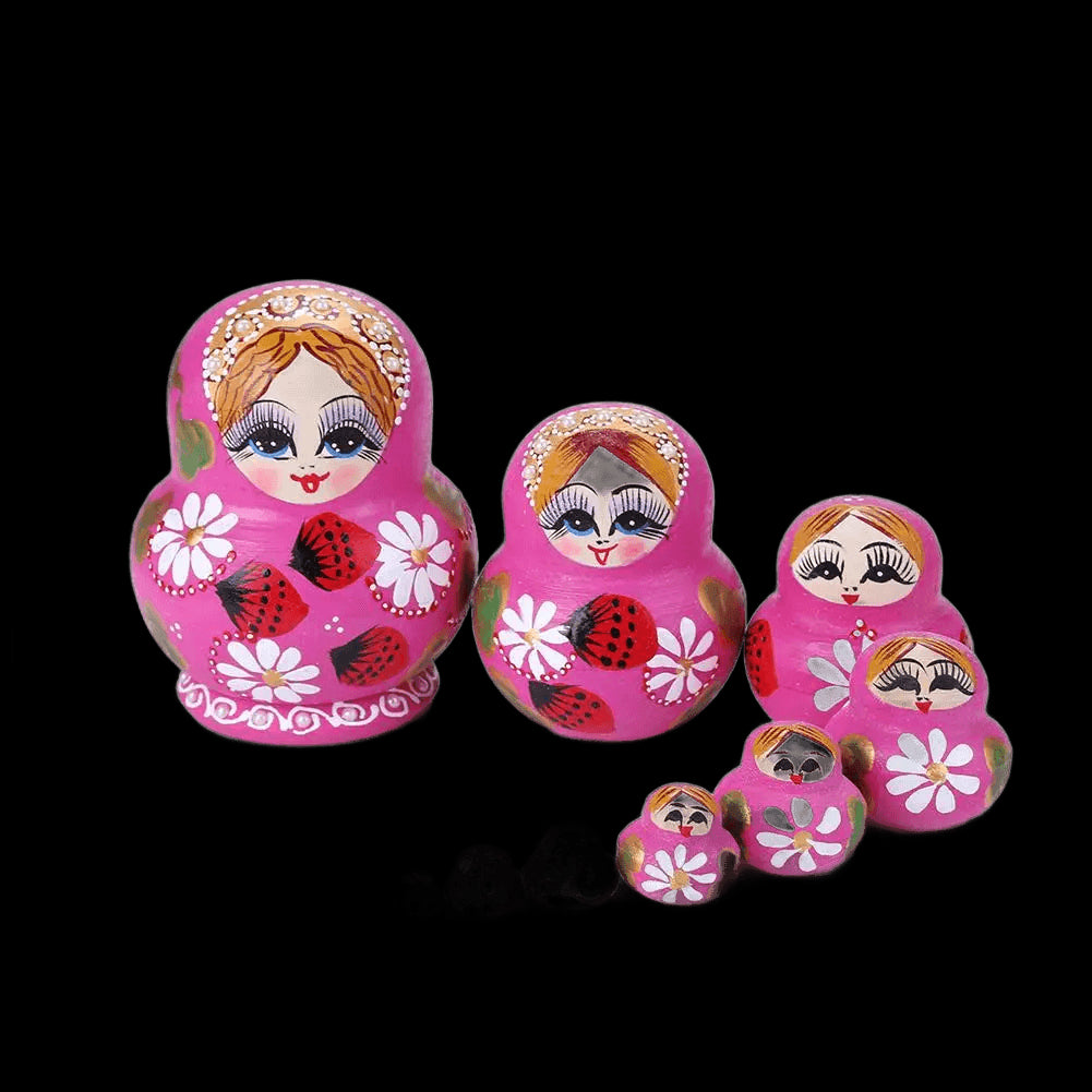 5 Floors Wooden Russian Nesting Dolls Safe Smooth Bear Ears Matryoshka Dolls Crafts Toys Handmade for Kindergarten Teaching Aids view