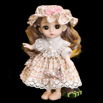 Scale 1:12 16cm Princess BJD Doll with Clothes and Shoes Movable 13 Joints Cute Sweet Face Lolita Girl Gift Child Toys for Kids view