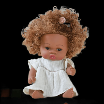 35cm American Reborn Baby Doll Black Soft Vinyl Baby Dolls Lifelike Newborn Baby Doll Girl Gift Doll Toy 14inch Dolls for Girls view