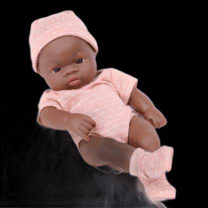 Black American Reborn Dolls Cute Mini 20cm Baby Bebe Doll Toys Full Body Vinyl Soft Girl Doll Reborn Baby Doll Toys Gift view