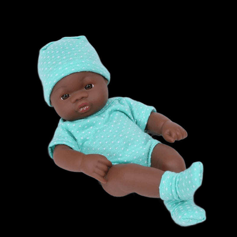 Black American Reborn Dolls Cute Mini 20cm Baby Bebe Doll Toys Full Body Vinyl Soft Girl Doll Reborn Baby Doll Toys Gift view