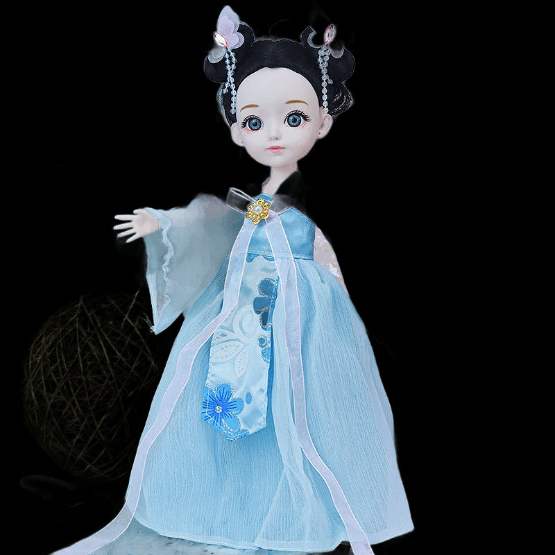 Bjd 1/6 Bjd Doll Blue Eyes Cothes Ancient Chinese Clothing Accessories Dress Smile Princess Girl Body Set Home Furnishings Gift view